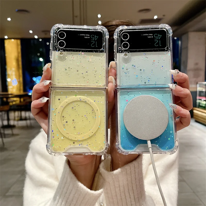 Блестящий противоударный мягкий силиконовый чехол для Samsung Z Flip 3 4 5 6