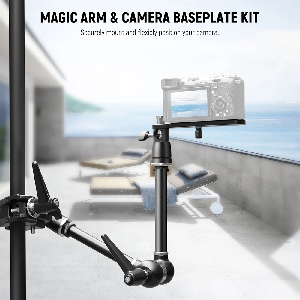 Фото NEEWER 21-дюймовое крепление для камеры Magic Arm с суперзажимом для PA073 PA074 Phone Cage Rig DSLR-камера Монитор Видеосвет №4