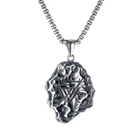 retro versatile culture totem necklace personalized fashion triangle titanium steel pendant for her boyfriend