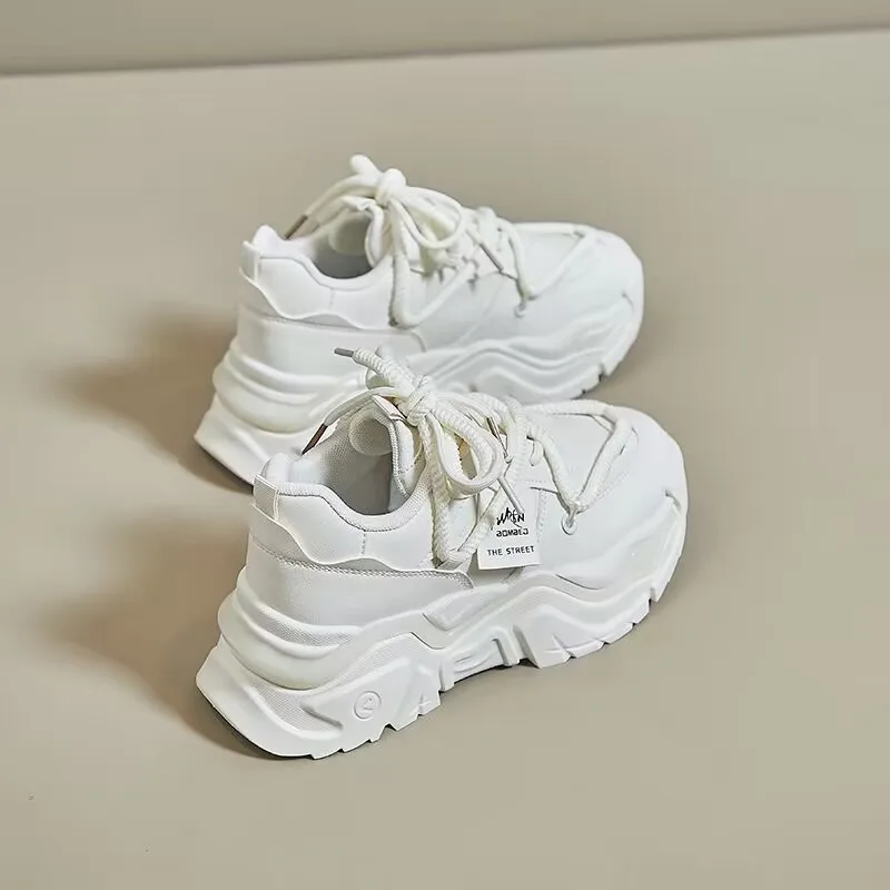 Массивные женские кроссовки Вулканизированная подошва на шнуровке Повседневная