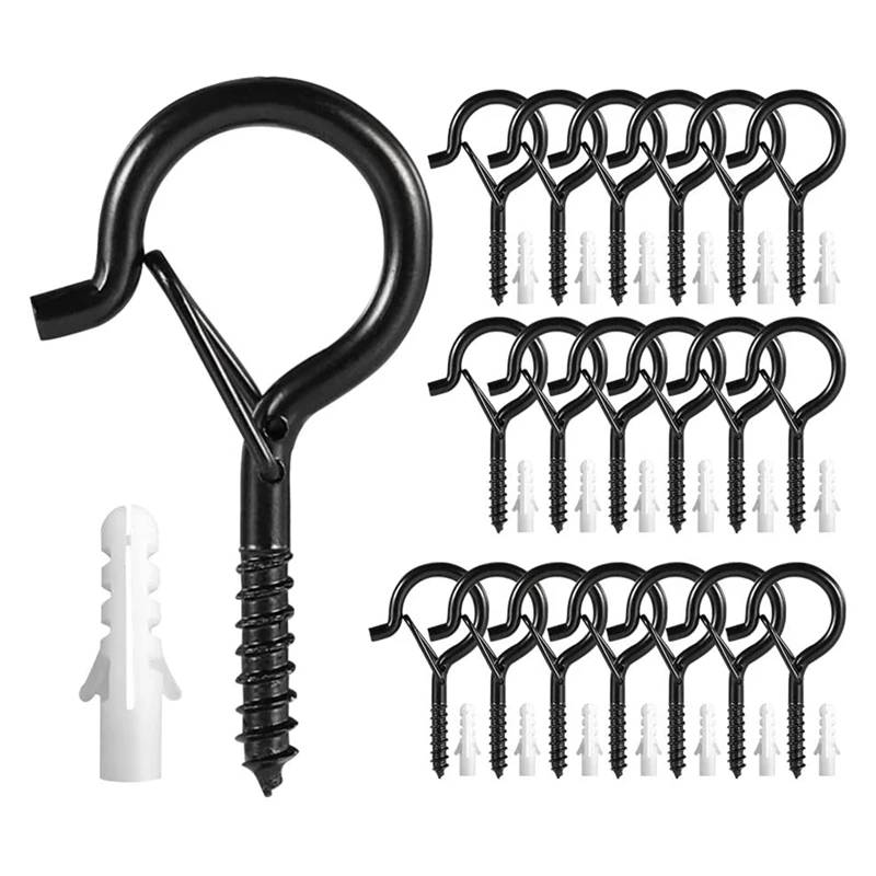 

20 Pack Q-Hanger Hooks with Safety Buckle,Wall Cabinet Ceiling Hooks for String Lights Plants Wind Chimes Light Clips