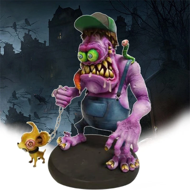 

Halloween Resin Toys Angry Big Mouth Eccentric Statue Ornaments Horror Grimace Garden Party Decoration