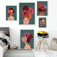 modern nordic flower woman no frame picture fashion style canvas painting art printed poster wall living room home decor bedroom