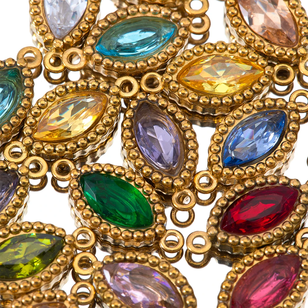 10 шт. овальный кулон из нержавеющей стали с 2 отверстиями циркон форма конского