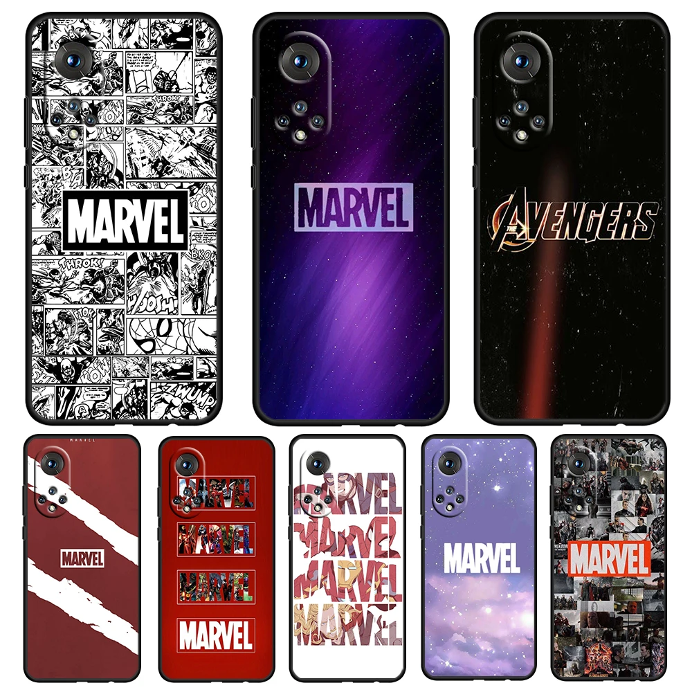 

Marvel Logo Avengers Black Phone Case For Honor 70 60 SE 50 X8 X7 X30 X20 20 10 10X 10i 9C 9A 9X 8A 8X Pro Lite Soft Cover Shell