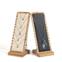 newest bamboo jewelry display stand necklaces display stand wooden multiple necklace easel showcase display holder for necklaces