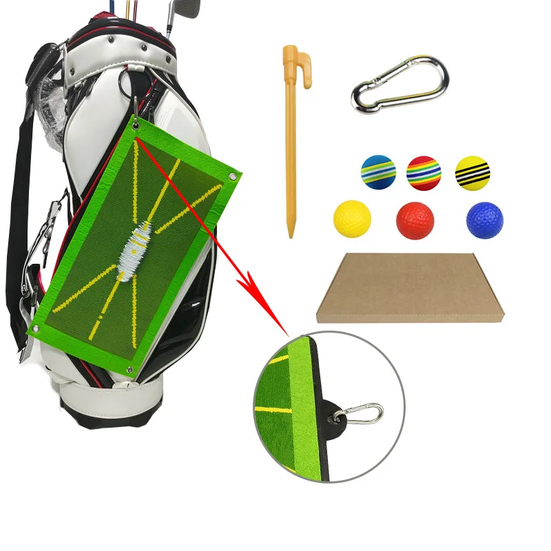 

Golf Swing Mat Detection Pad Training Practice Aids w 3 Balls Base With Magic Tape Detachable Marking Trace Golf Path Pads