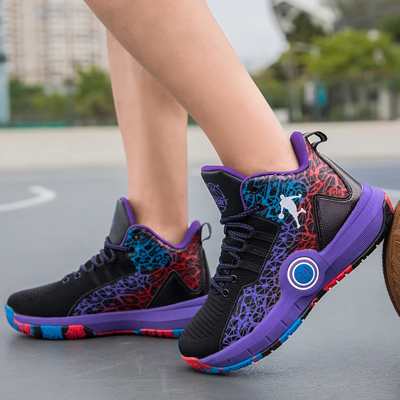 Fashion Black Purple Basketball Shoes Men Proffessional Athletic Sneakers Male Streetball High top Trainers Basketball Sneakers