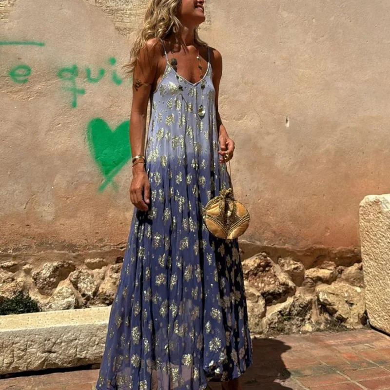 Летнее женское платье с граненым принтом женские повседневные свободные длинные