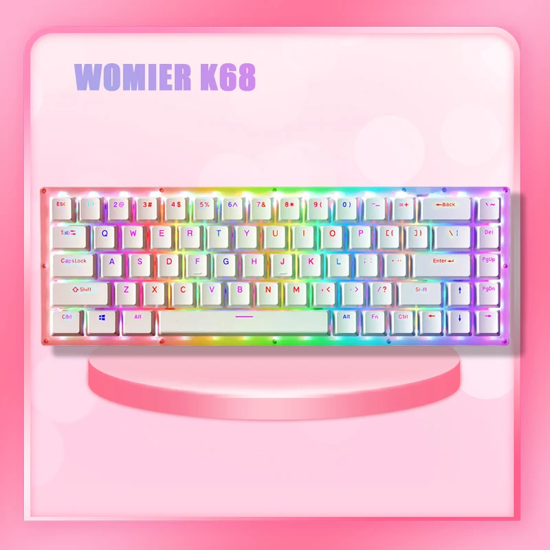 Womier K68 Keyboard Hot Swappable Mechanical Gaming Keys Tyce-C Wired RGB Backlit Gateron Switch Crystalline Base for PC Laptop
