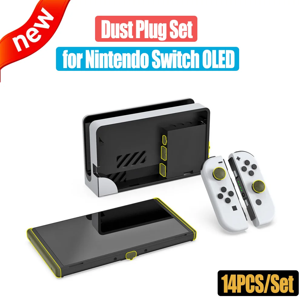

14 шт. Пылезащитная заглушка для игровой консоли Nintendo Switch/Switch OLED, силиконовый пылезащитный чехол, набор игровых аксессуаров для NS OLED
