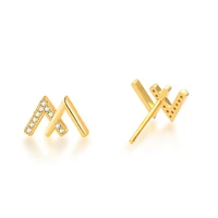 new double v earrings for female students with round face and thin zircon letter earrings fashion small fresh net red jewelry