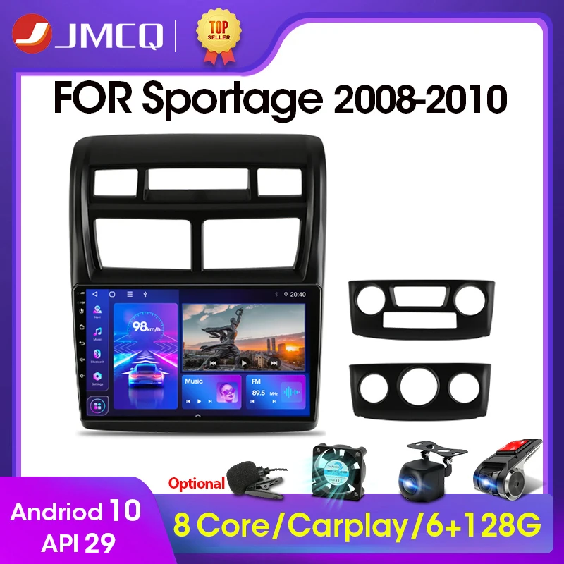 JMCQ 2Din Android 10 4G+WiFi Car Radio Multimedia Video Player For Kia Sportage 2 2008-2010 Navigation GPS Head Unit 2 din 