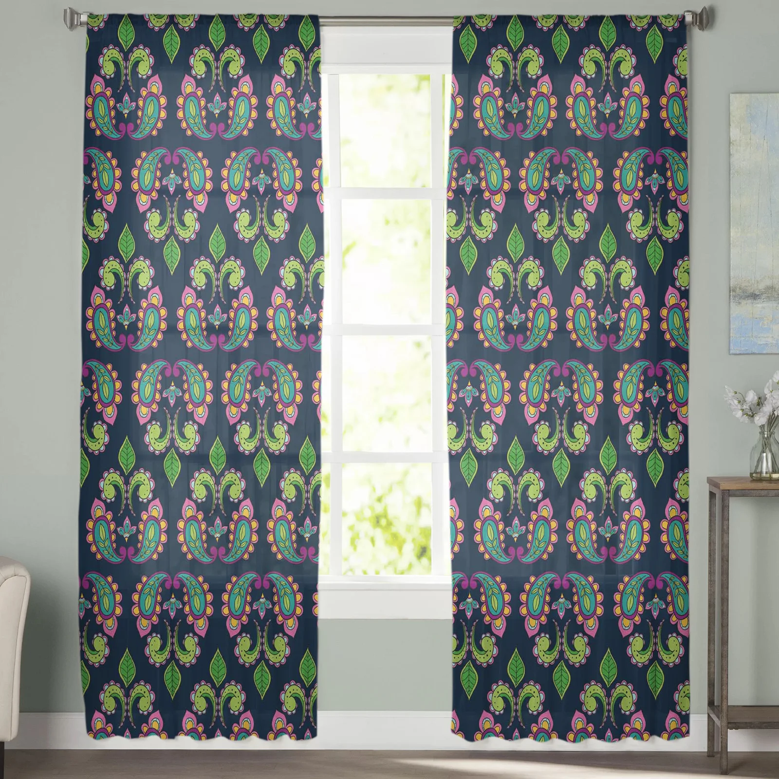 

Pattern Tile Fill Repeat Tulle Curtains For Living Room Bedroom Decoration Luxury Voile Valance Sheer Curtains For Kitchen