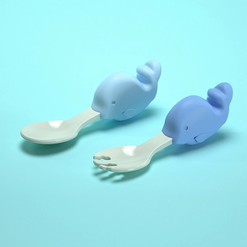 

Baby Gadgets Tableware Set Children Utensil Soft PP Toddler Dinnerware Cutlery Cartoon Infant Food Feeding Spoon Fork