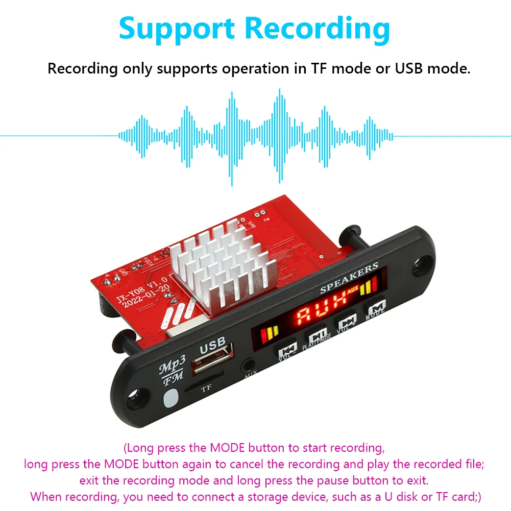 2*60Wamplifier MP3-декодер доска Bluetooth 5 0 автомобильный MP3-плеер TF USB рекордер аудио модуль