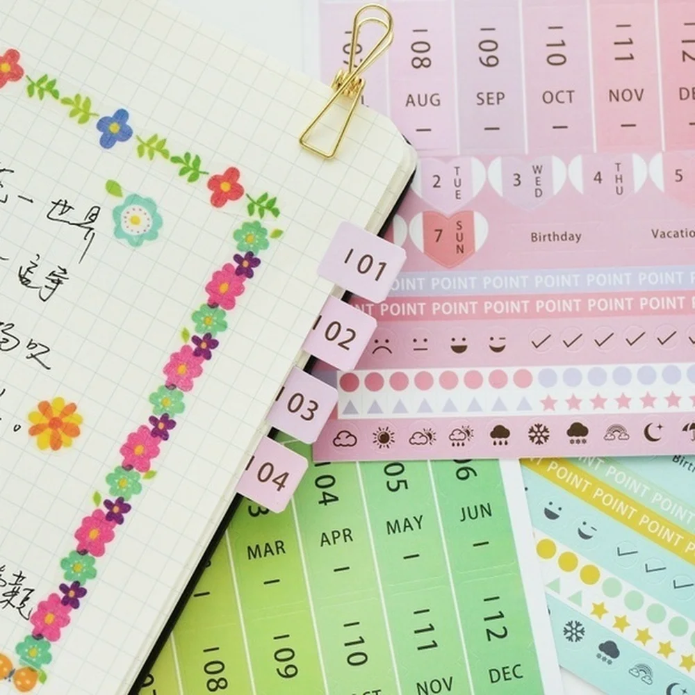 

DIY Creative Office Novelty Sticky Notes Planner Stickers Page Index Sticker 8Sheets/Set Color Random