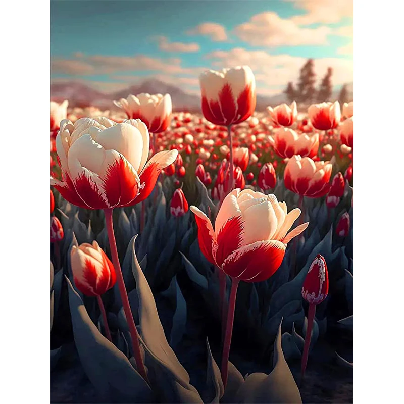 

Diamond Painting Tulip Flowers 5D DIY Full Square Diamond Cross Stitch Mosaic Embroidery Rhinestone Needlework Art Wall Stickers