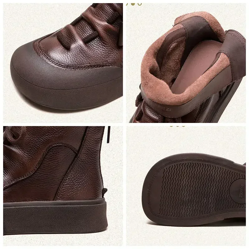 Женские ботильоны из натуральной коровьей кожи на толстой подошве