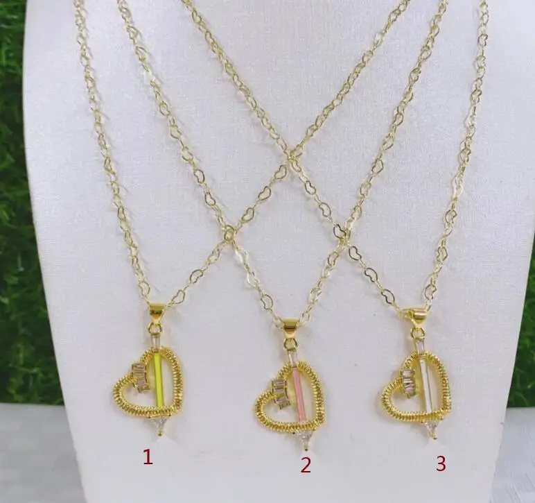 

1pcs CZ heart dripping oil Charms for Jewelry Making Wholesale Pendant Necklace Jewelry Supply Wholesale sf4g