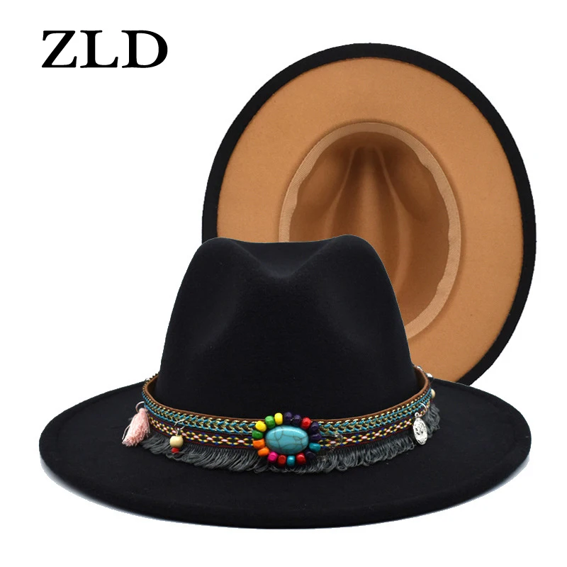 

ZLD Classic Men Women Fedora Hat Casual Cowboy Autumn Winter Hats Fashion England Gentleman Jazz Cap Ladies Activity Trend Caps