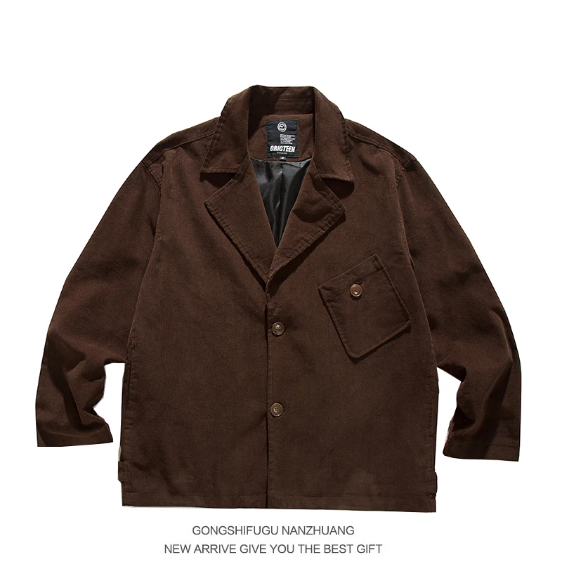 Японский модный ретро простой кофейный цвет с вельветовыми лацканами маленький