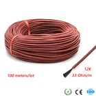 100 мупаковка 33 Омм 3 мм Толстая усовершенствованная силиконовая резиновая куртка из углеродного волокна нагревательный провод теплый пол кабель