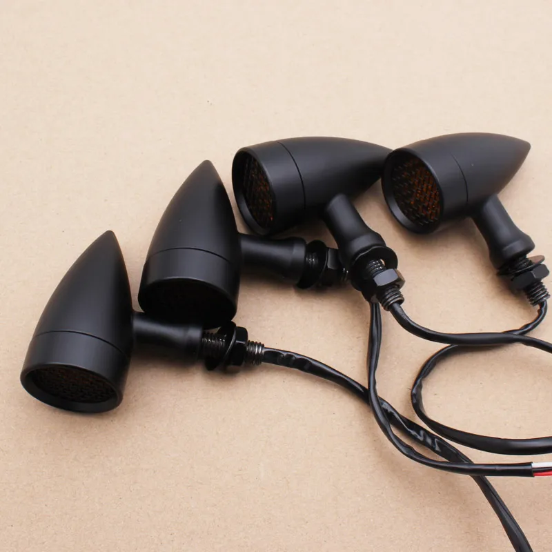 4 шт. ретро-сигналов поворота для мотоцикла Cafe Racer с алюминиевой решеткой и светодиодными индикаторами торможения 10 мм универсальны для Triumph Honda.