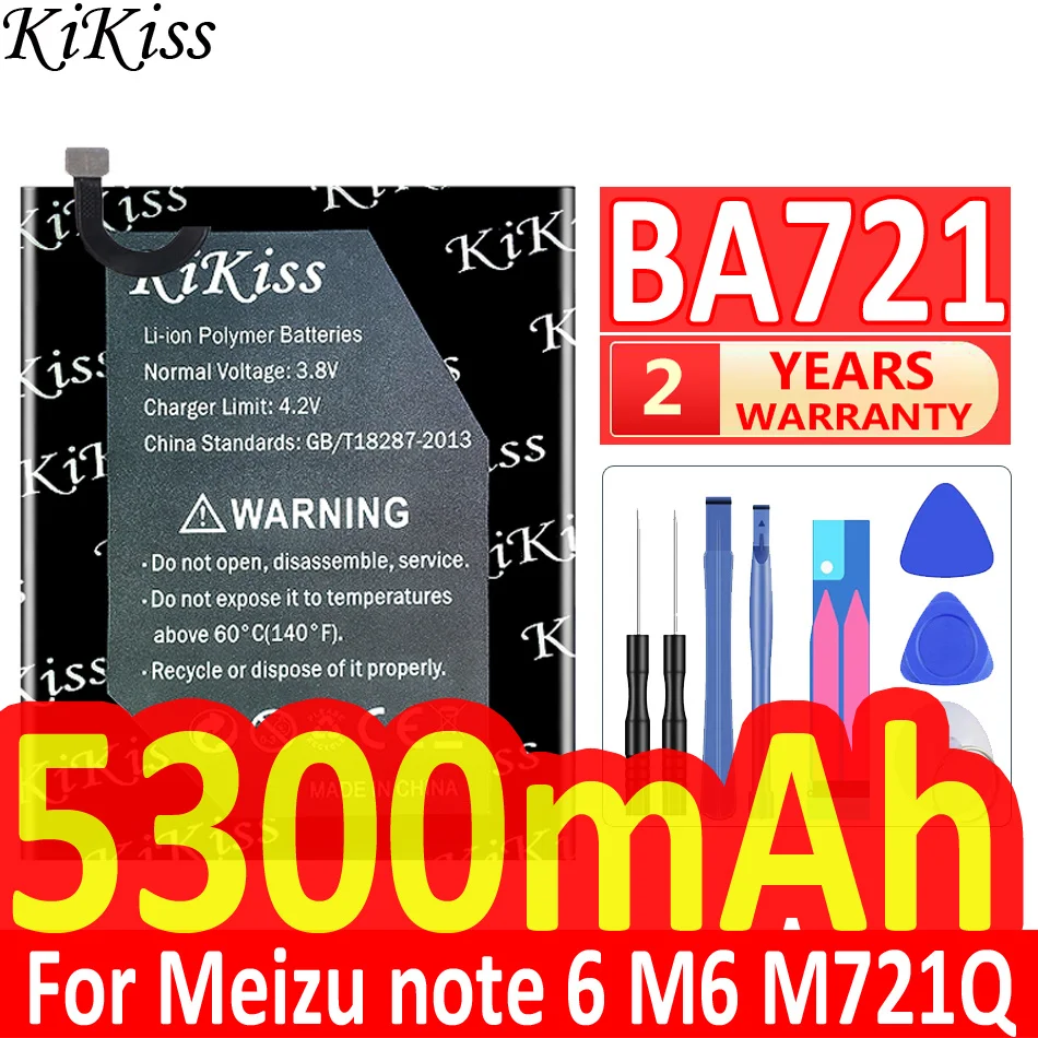 

KiKiss For MEIZU 5300mAh BA721 BA 721 Replacement Battery For Meizu M6 Note M6Note M721H M721L Mobile Phone Batteries