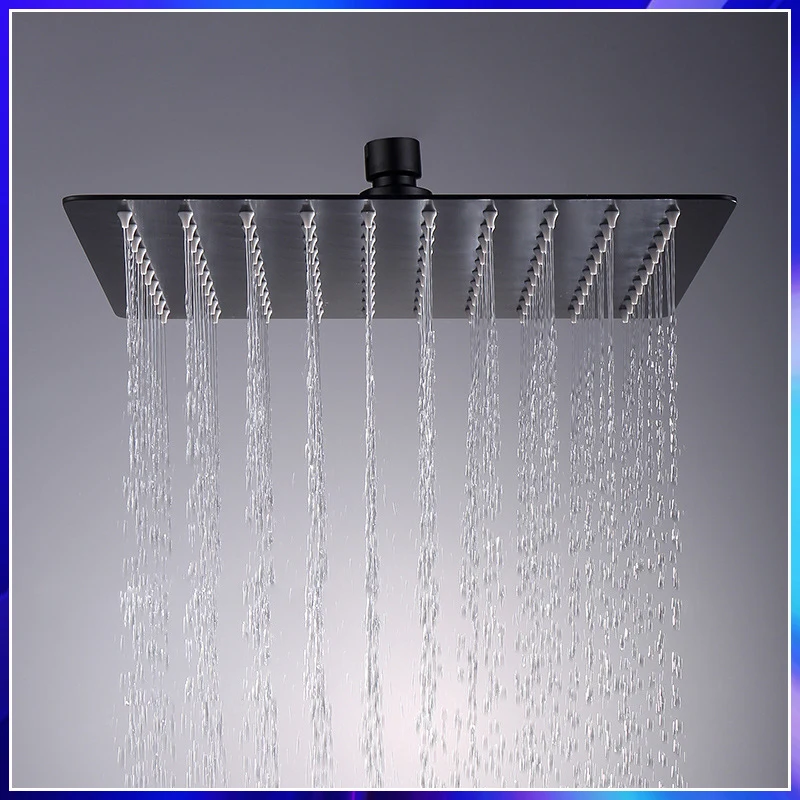 

Stainless Steel Slim Shower Head 12/10/8 Inch Rain Shower Head Round and Square Shower Head Black Finish Enjoy Rain