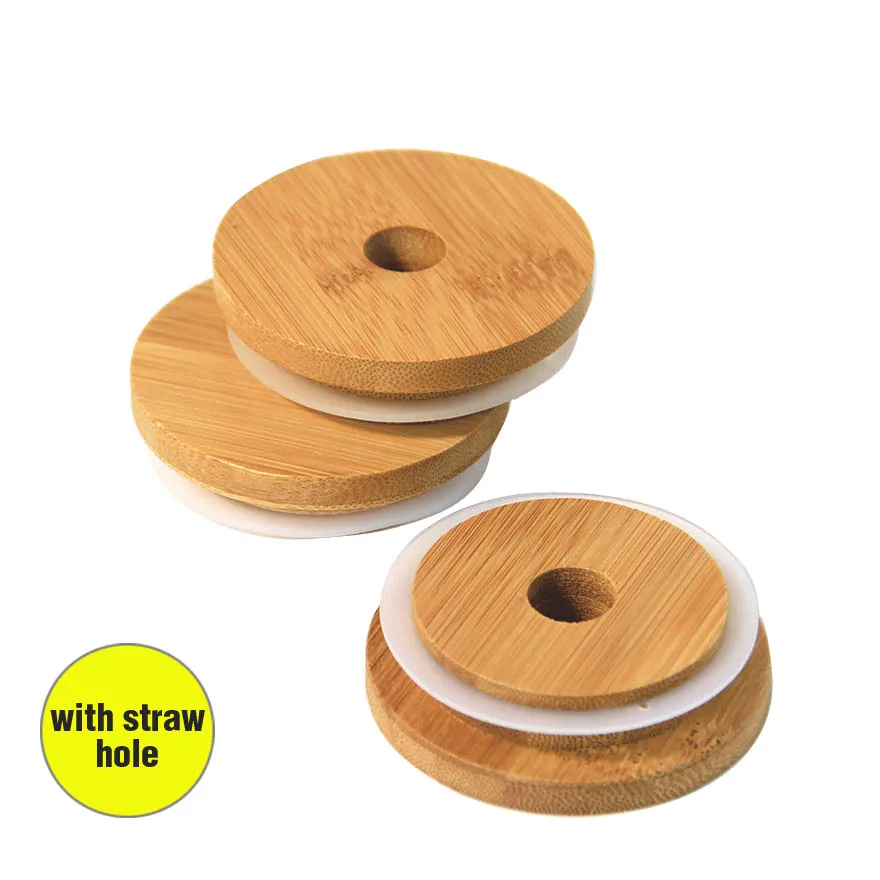 

Wooden Bamboo Glass Mug Cover 1PC with Drinkin Straw Hole Glass Lid Natural Material Jar Lid Cup Canister Lid Top Cover