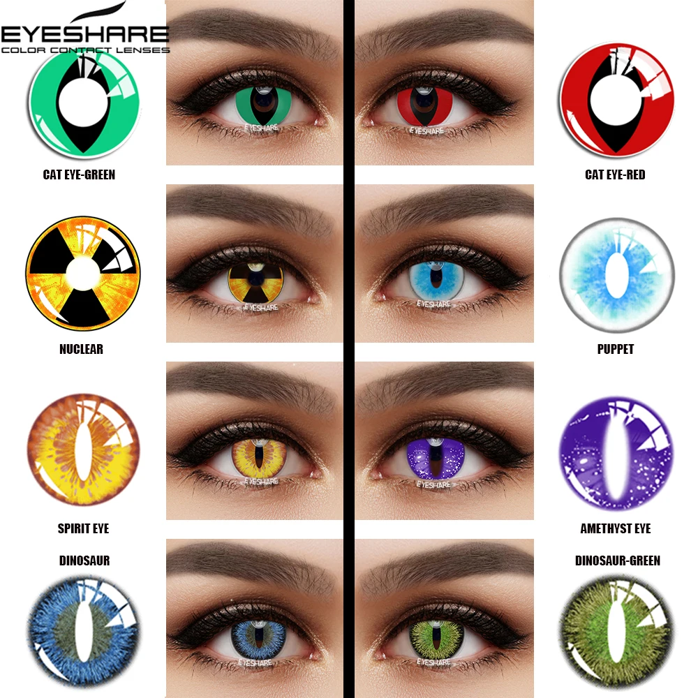 eyeshare cosplay color contact lenses for eyes cat eye series soft contacted lens color eye lenses beauty eyes cosmetics free global shipping
