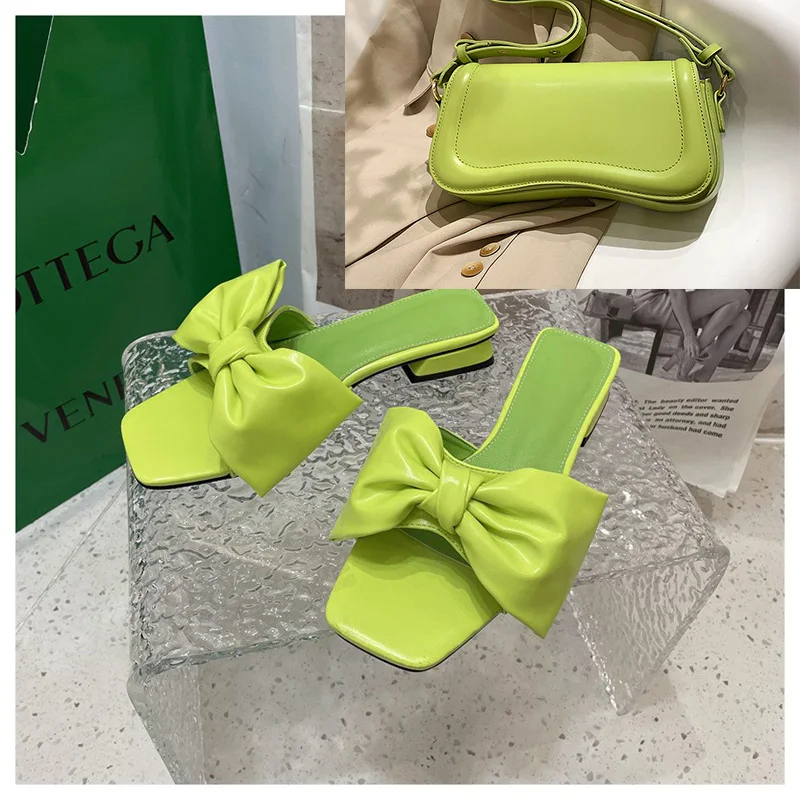 

Шлепанцы женские в горошек, летние сандалии с бантом, плоская подошва, Нескользящие, обувь и кошельки в римском стиле