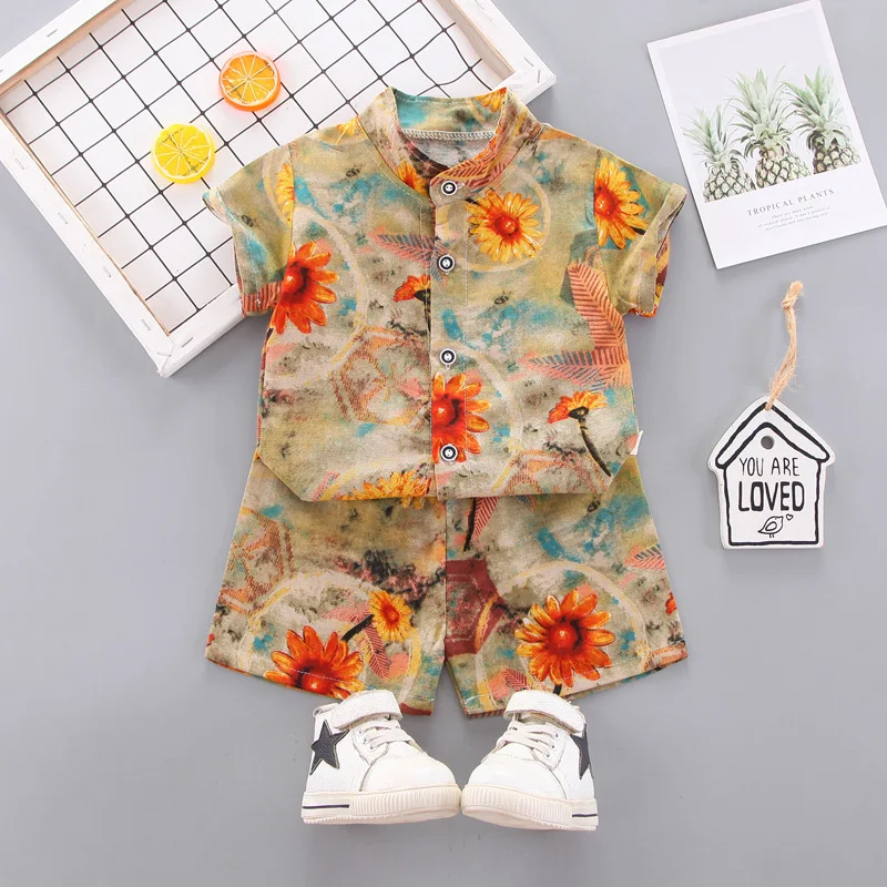 Комплекты одежды для маленьких мальчиков летняя одежда с цветочным принтом