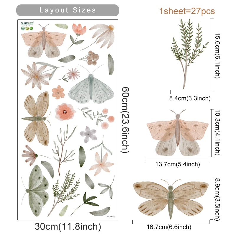 

Пастельная наклейка на стену с бабочкой