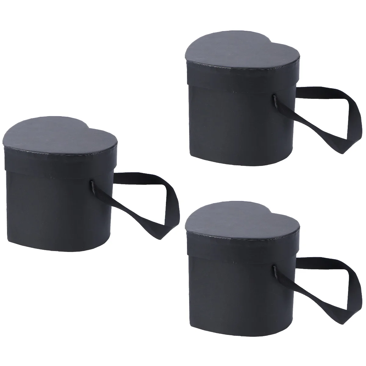 

3 pcs Valentine's Day Flower Packaging Box Heart-shaped Gift Flower Box (Black)