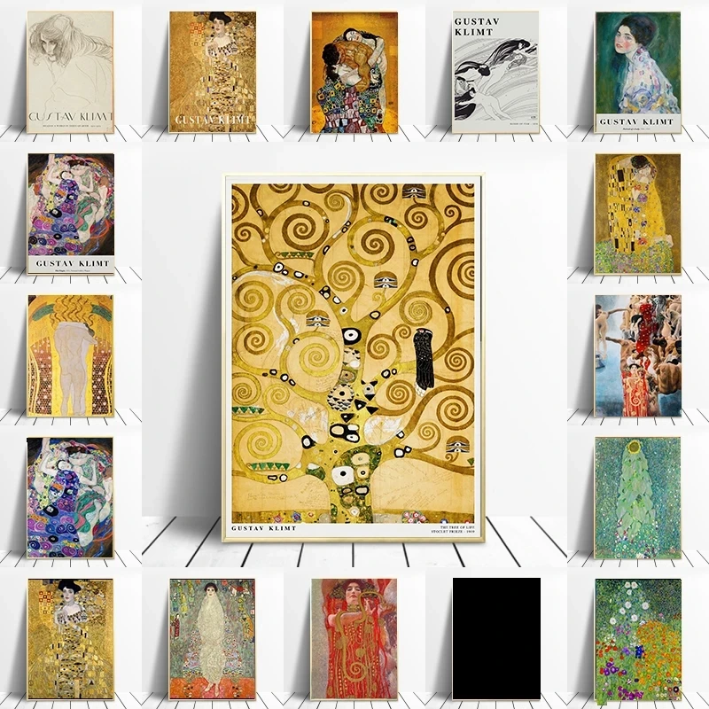 

Gustav Klimt Art Poster Lady Portrait Virgin Kiss Canvas Painting Wall Pictures and Prints Nordic Modern Living Room Home Decor