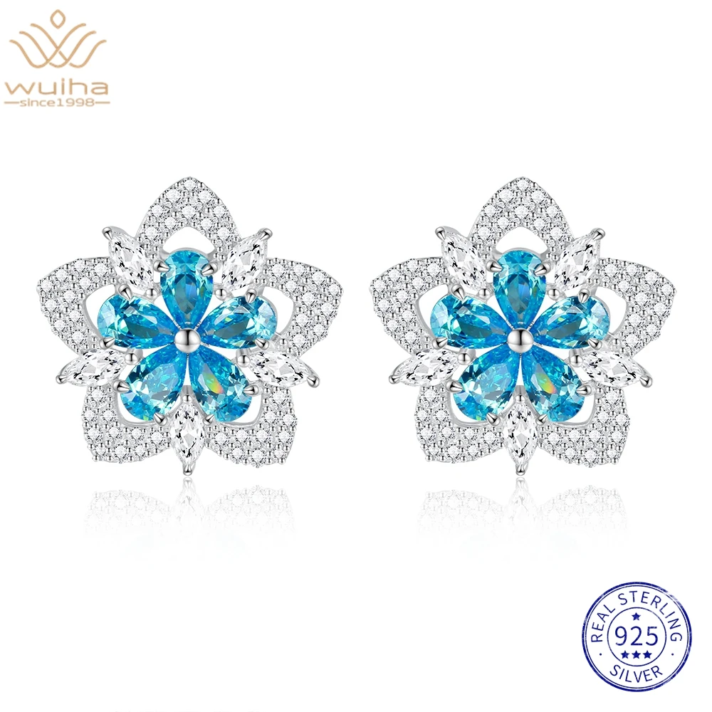 

WUIHA Luxury High Carbon Diamond Stud Earrings Wedding Engagement Anniversary Gift 925 Sterling Silver Fine Jewelry DropShipping