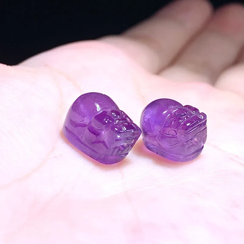 

10PCS Natural Amethyst Carved Pixiu Bead Pendant Lucky Amulet Healing Crystal Gem Accessories For DIY Jewelry Making Design