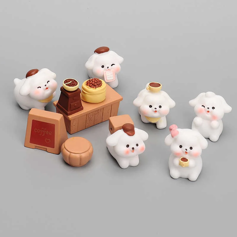 6-11 шт. семейная фигурка белой собаки с героями мультфильмов домашний сад бонсай