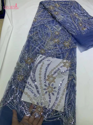 Высококачественная Роскошная французская вышивка, кружевная ткань, модная африканская нигерийская ткань с блестками для роскошного женского платья