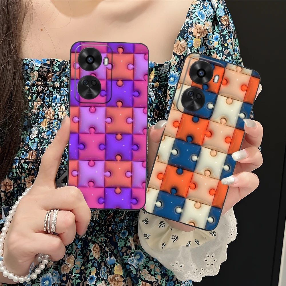 Модный красивый чехол для мобильного телефона Puzzle Huawei Nova 12 11 10 9 8 7 Pro SE 5G черный