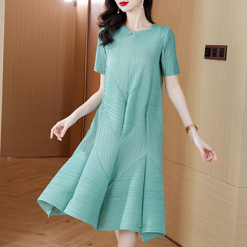 Новинка 2024 роскошная однотонная плиссированная женская одежда миаке с V-образным