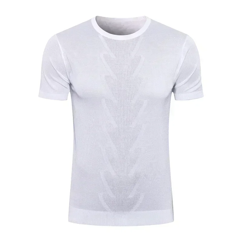 SIJITONGDA 2025 шелковая мужская рубашка новинка лета года короткая футболка с тонкой