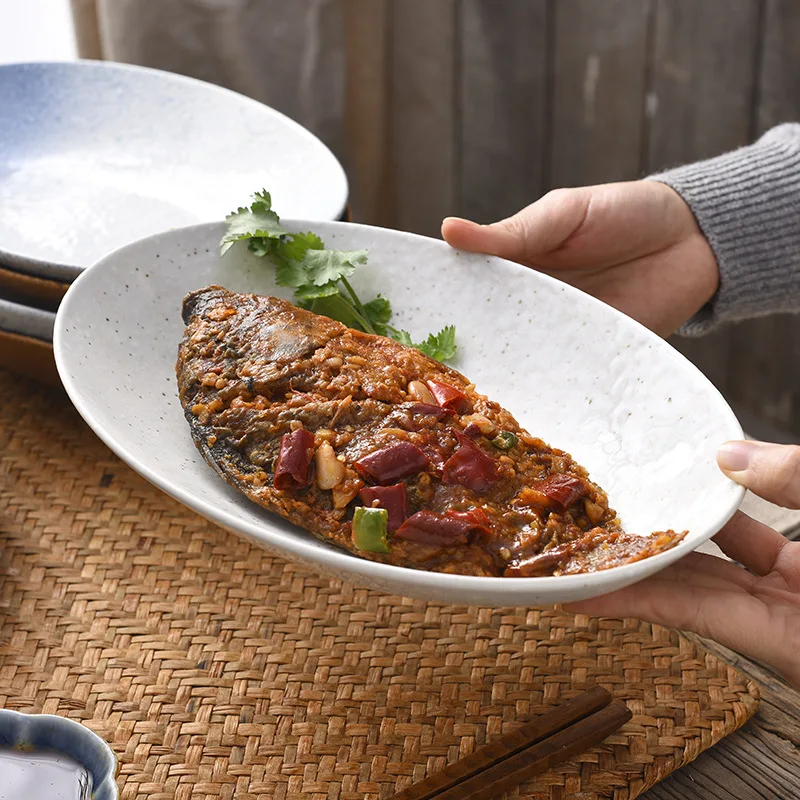 Японские и корейские керамические блюда с карри овальные бытовые рыбой простые