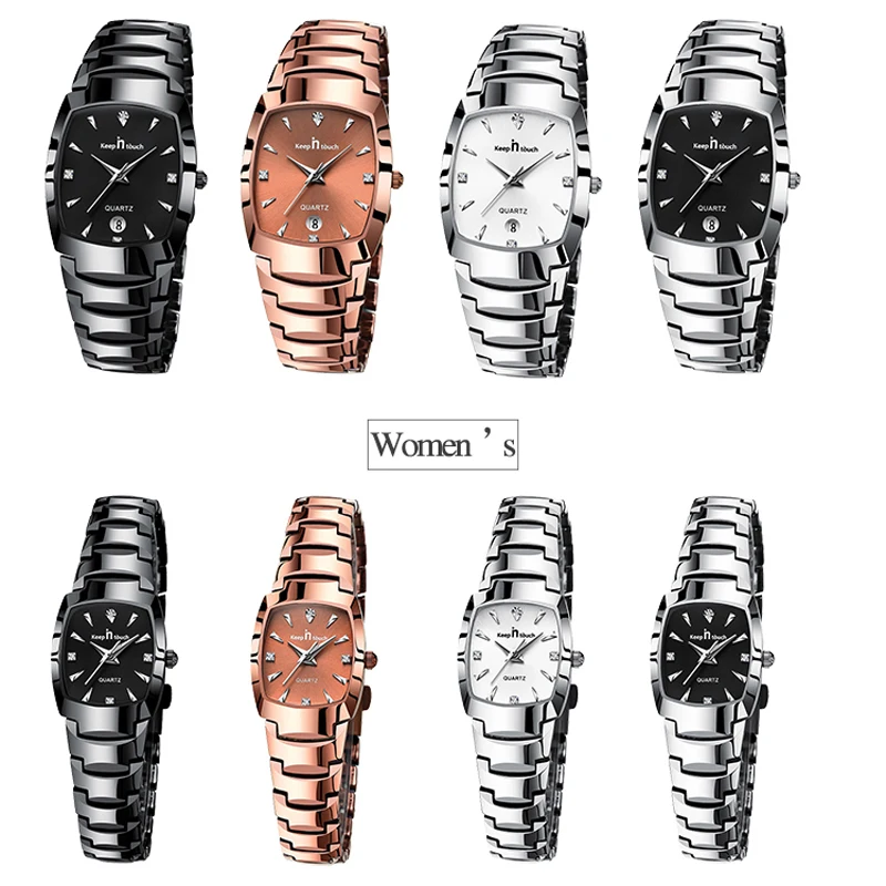 Fashion Men Women Watches Couple Items For Lovers Stainless Steel Quartz Date Clock Casual Business Style His Hers Watch Sets