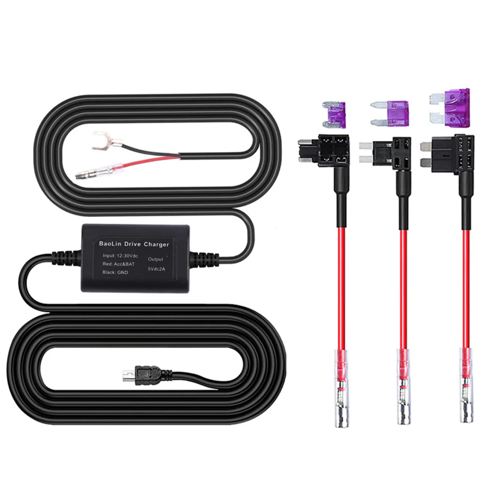 

Universal Hard Wire Fuse Box Holder Car Recorder Dash Cam Hard Wire Kit USB Interface Harness Car Accessories