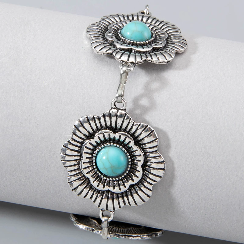 Tocona Ventage Модный Цветочный браслет для женщин девушек этнический стиль синий