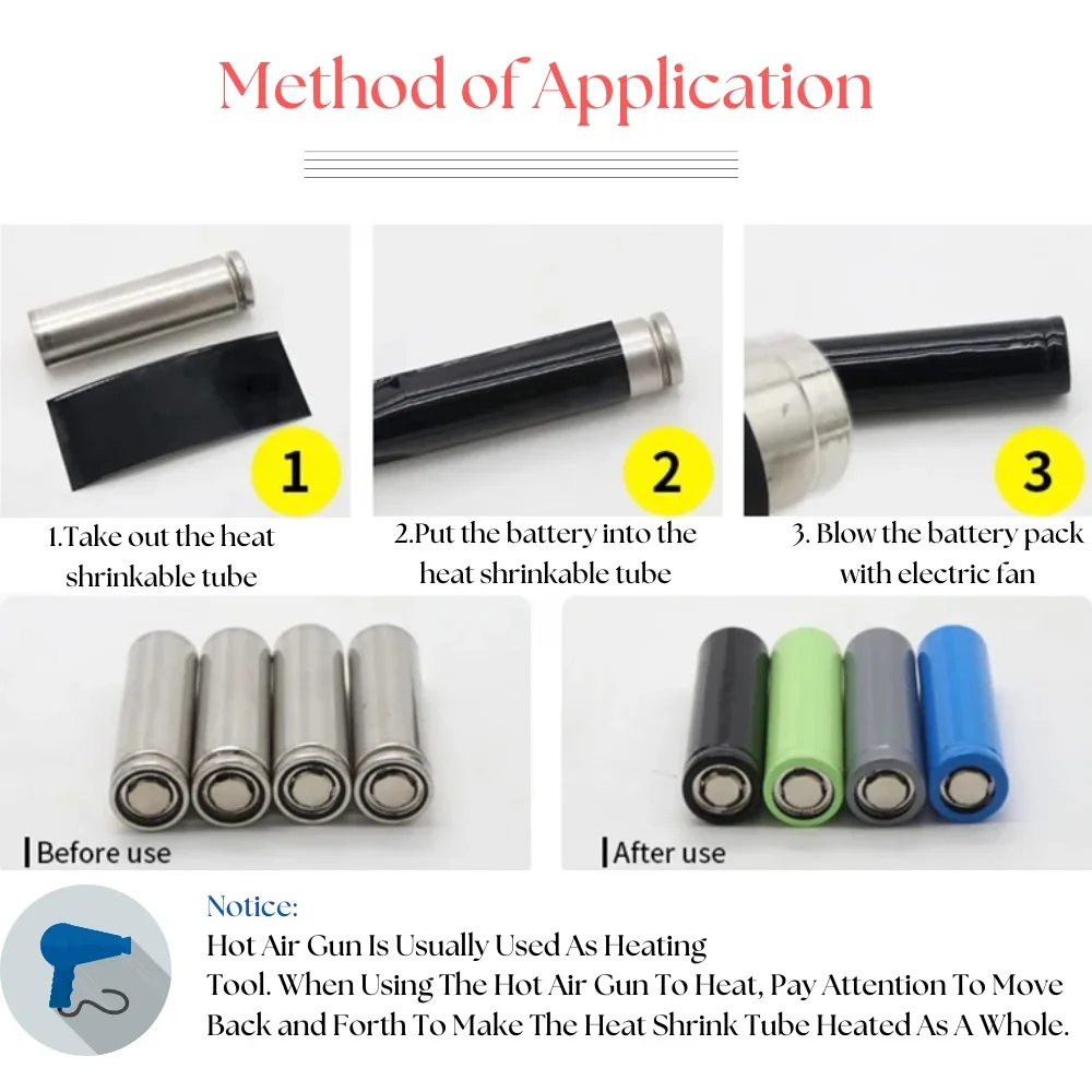 18650 Батарейный блок Lipo Синяя термоусадочная трубка из ПВХ ширина 103–400 мм.