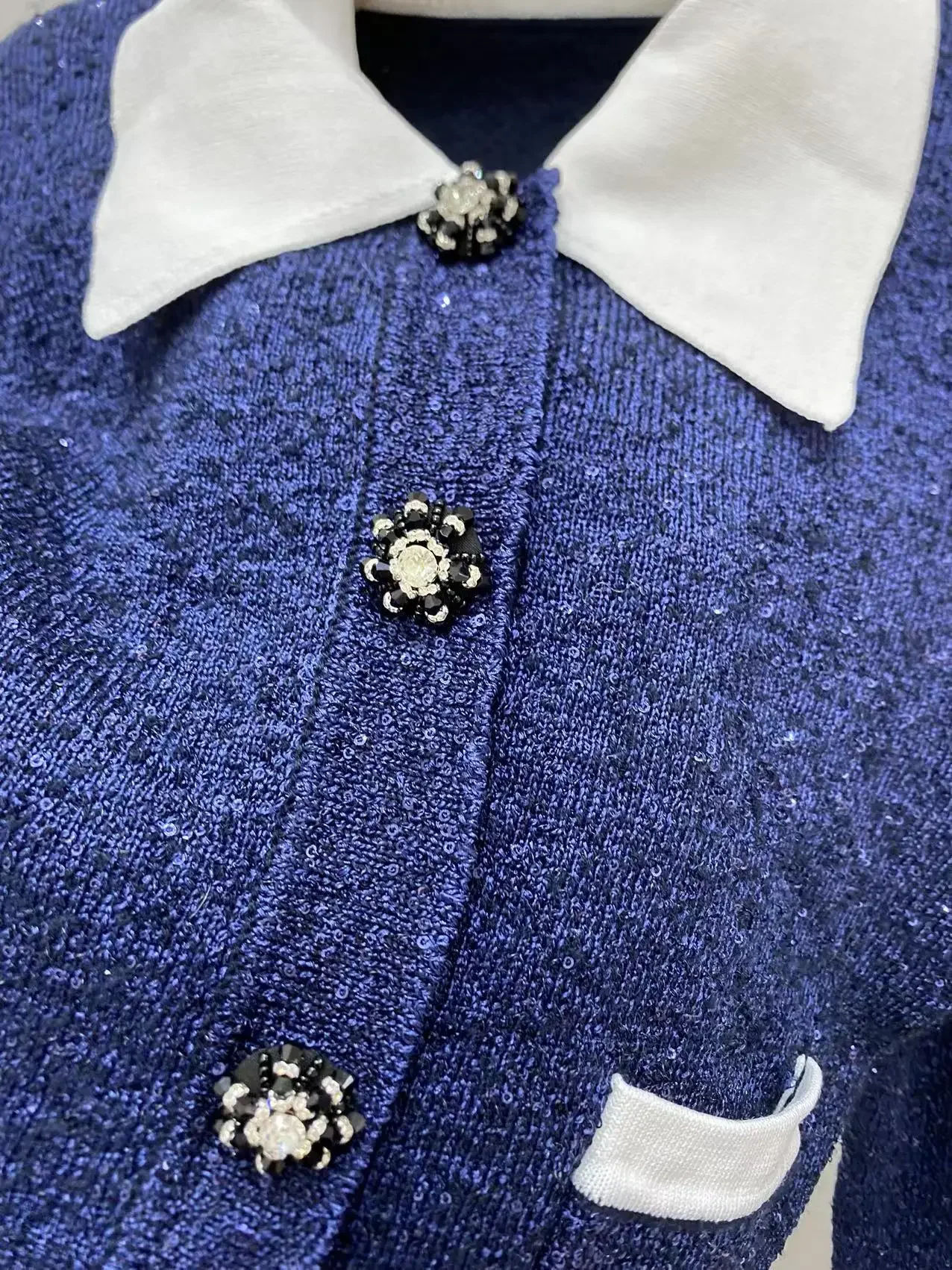 Женский темно-синий модный костюм из двух предметов с длинными рукавами и